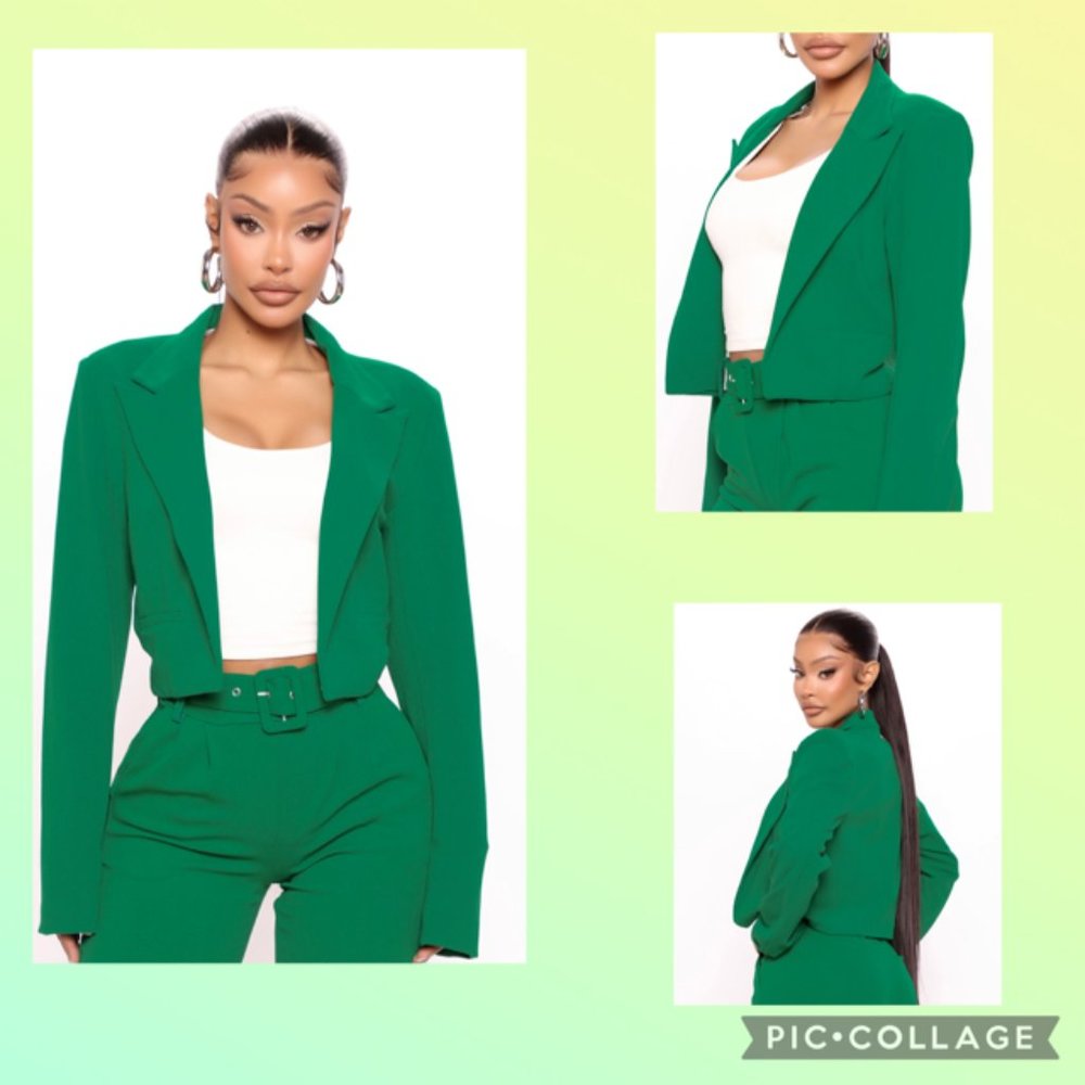 Fashion Nova Talia Cropped Blazer - Kelly Green Like NEW! Size M